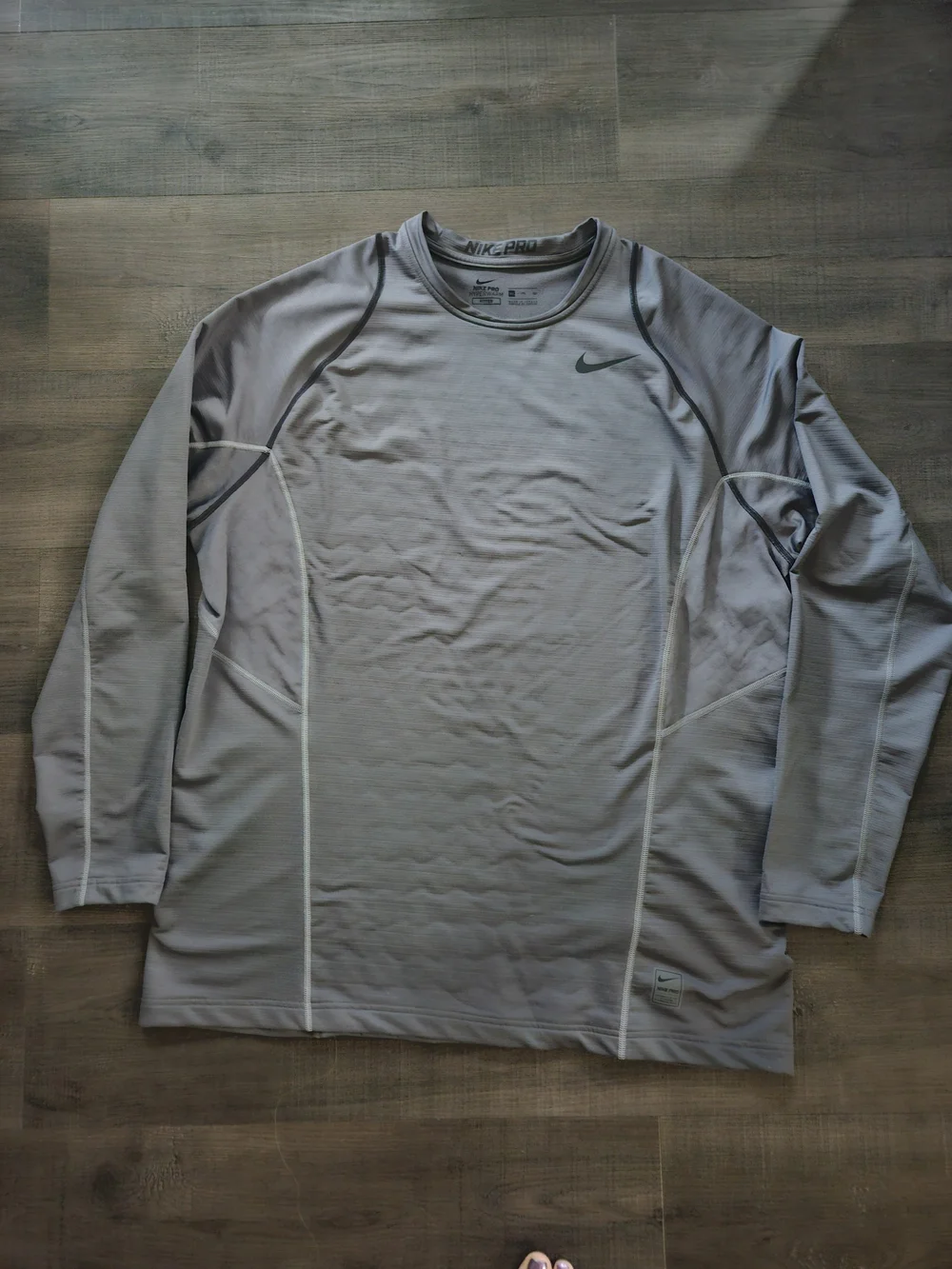 Nike Pro Hyperwarm Fitted Men's Long Sleeve Training Shirt Grey XXL 2XL
